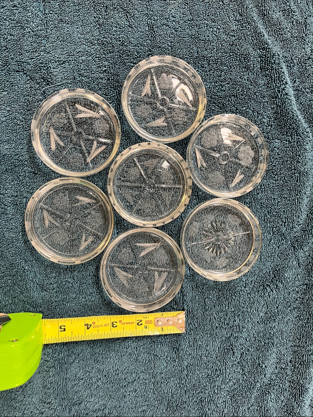 Vintage clear glass drink coasters.